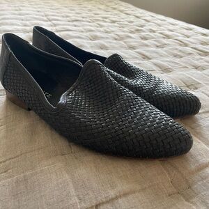 Woven leather flat